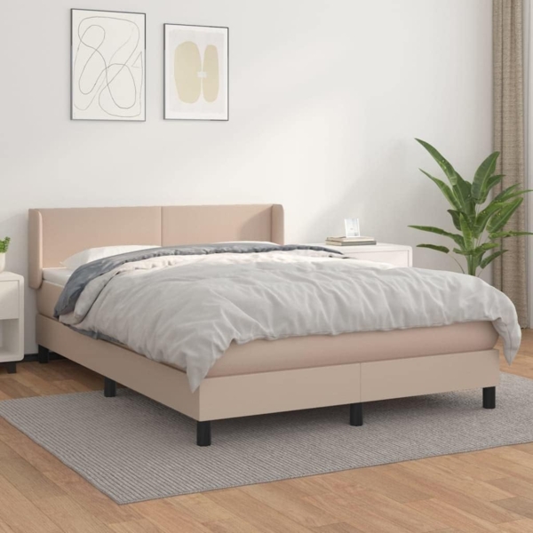vidaXL Boxspringbett Matratze Cappuccino-Braun 140x200cm Kunstleder 3130666