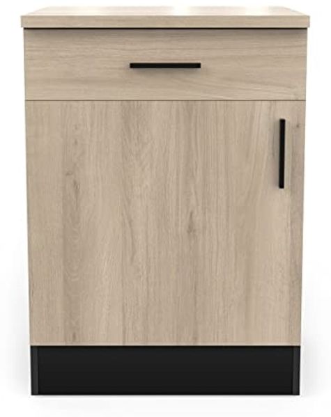 Demeyere Küchenunterschrank – 1 Tür & 1 Schublade – Origan, Kronberg/Mattschwarz, L 60 x P 60 x H 85 cm