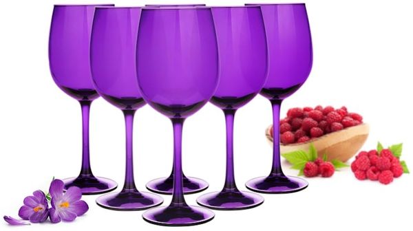 Weingläser 260ml im 6er-Pack Lila Rainbow Color Modernes handgemaltes Weinglas
