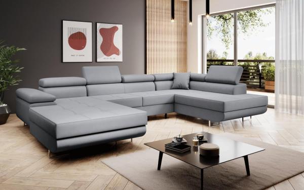 Designer Sofa Matera mit Schlaf und Klappfunktion (Stoff) Grau