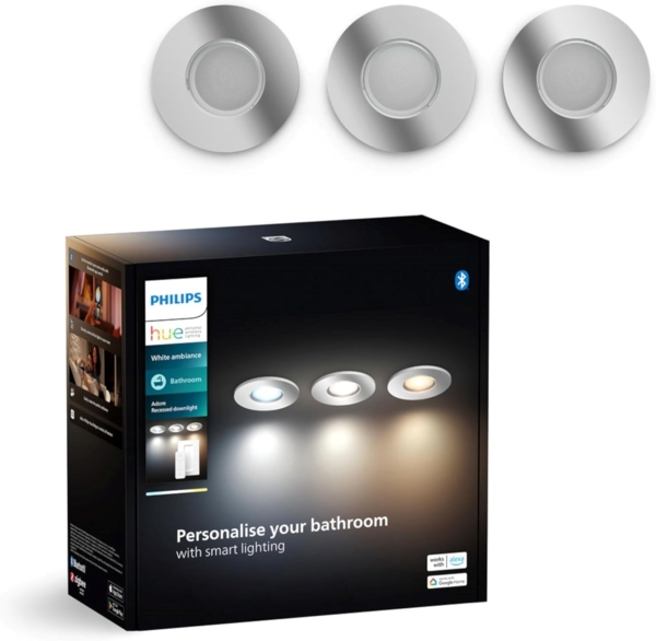 Philips Hue White Amb. Adore Einbausp rund silber 3x350lm DS