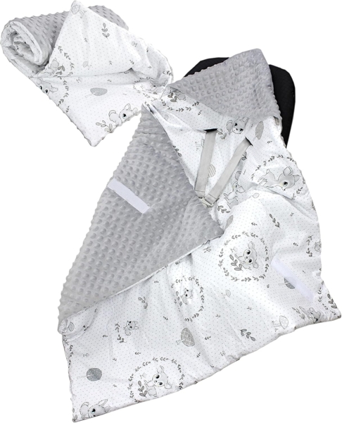 Einschlagdecke 2er SET Baby Einschlagdecke 85x85 für Autositz Babyschale Decke Minky, TupTam