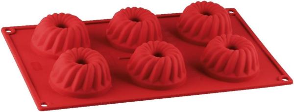 Dr. Oetker - Silikon 6er Mini Gugelhupfform Flexxibel Rot 1270 Muffin Back Form