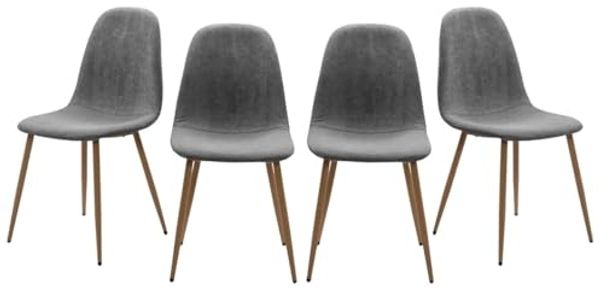 Calicosy Set von 4 Stühlen aus grauem Cord mit Holzbeinen L43 cm - ANYA - Grau