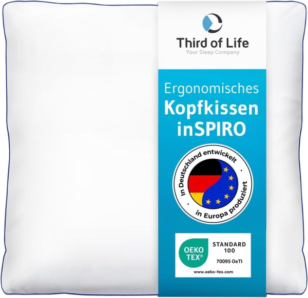 Kopfkissen 'inSPIRO' mit Duo-Hohlfasertechnologie für optimale Stützkraft, 80x80 cm