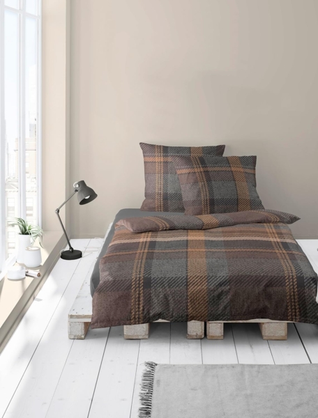 BIERBAUM Bettwäsche 4046, Biber, 2 teilig, in Renforcé und Biber aus 100% Baumwolle, kuschelig weich