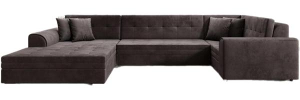 Designer Sofa Velio mit Schlaffunktion Samt Dunkelbraun Links