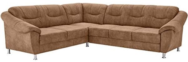 Cavadore Ecksofa Salisa mit Federkern / Polsterecke im klassischen Design / 264 x 86 x 244 / Mikrofaser Beige