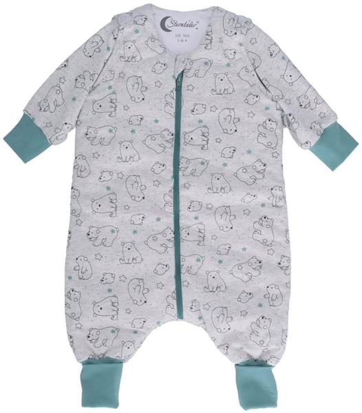 Sterntaler Baby Unisex Schlafsack mit Beinen Eisbär Elia - Baby Overall - beige meliert, 90cm Bild 1