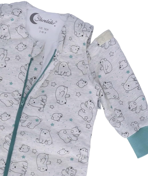 Sterntaler Baby Unisex Schlafsack mit Beinen Eisbär Elia - Baby Overall - beige meliert, 90cm Bild 3