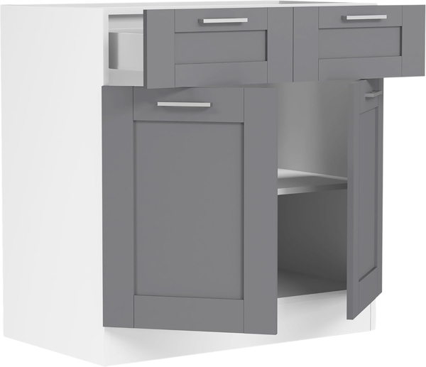 VCM Küchenmöbel Unterschrank Colura 920542 Weiß / Anthrazit H. 82 x B. 80 x T. 46 cm Bild 3