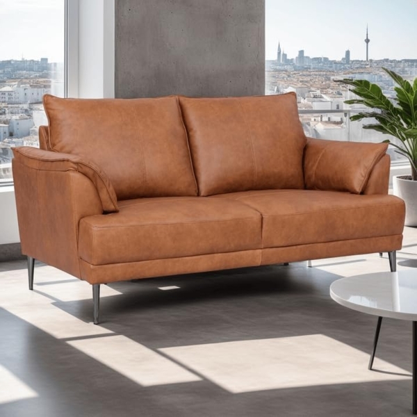 Soul 2-Sitzer Ledersofa - Echtleder Cognac Braun Bild 2
