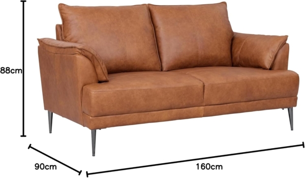 Soul 2-Sitzer Ledersofa - Echtleder Cognac Braun Bild 3
