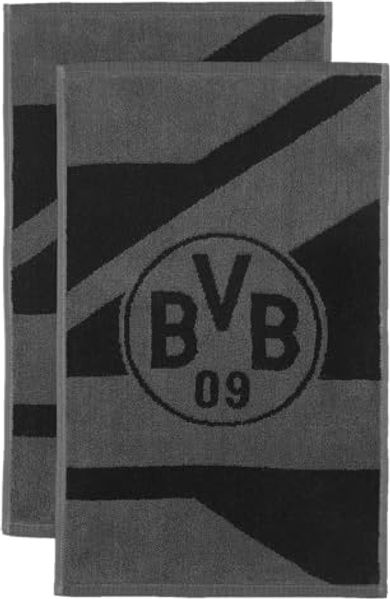 BVB Gästehandtücher BVB Gästetuch grau/schwarz 2er Set, 100% Biobaumwolle (2-St)