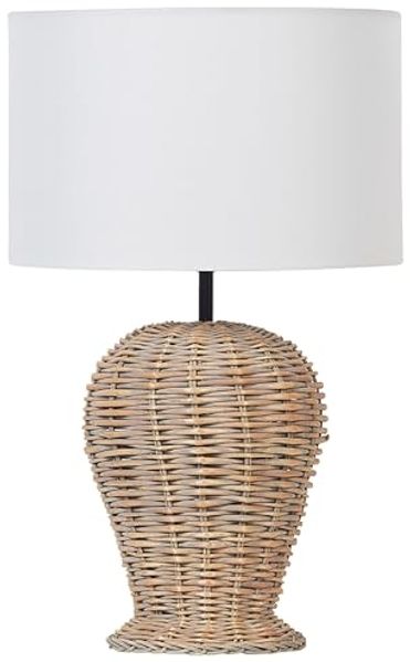 Tischleuchte FURELOS Rattan Heller Holzfarbton