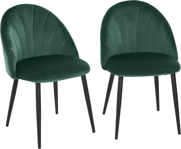HOMCOM Esszimmerstuhl Küchenstuhl Wohnzimmerstuhl (Polsterstuhl, 2 St), Skandi-Design Samt Metall Grün 52 x 54 x 79 cm