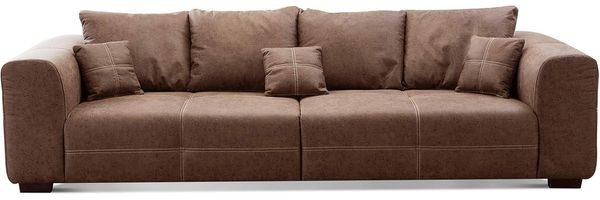 CAVADORE Big Sofa Mavericco inkl. Kissen / XXL-Couch mit tiefen Sitzflächen und modernem Design / 287 x 69 x 108 / Lederoptik cognac