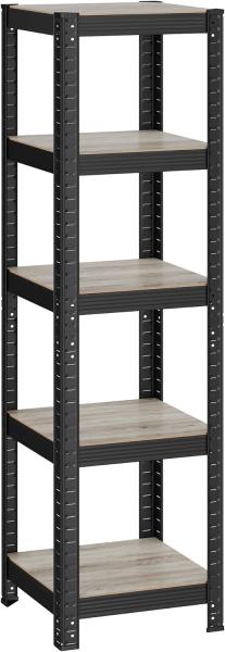 Songmics Standregal, Bücherregal, Lagerregal, 5 Ablagen, verstellbar, 37 x 37 x 150 cm, bis 400 kg belastbar, für Küche, Wohnzimmer, greige-schwarz GLR037B11