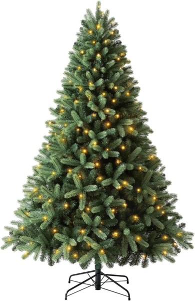 Dehner Künstlicher Weihnachtsbaum Amerikanische Rotfichte Stellan mit LED/Ständer, 210 cm, Ø 149.9 cm