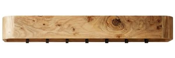 FINEBUY Wandgarderobe Garderobenpaneel 100cm Hängegarderobe Garderobe Flurgarderobe (Schönes Holzmöbel mit sieben Kleiderhaken), Rechteckiges Holzpaneel aus Akazie Massivholz