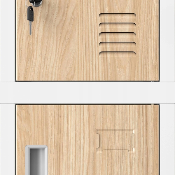 Jan Nowak Umkleideschrank 5B4A Fächerschrank Schließfachschrank mit 20 Fächern Wertfachschrank Metall Pulverbeschichtung 172 x 136 x 45 cm (H x B x T) (Weiß-Holz) Bild 6