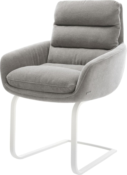 Freischwinger Abelia-Flex mit Armlehnen Strukturstoff Soft Grau Freischwinger flach Weiß