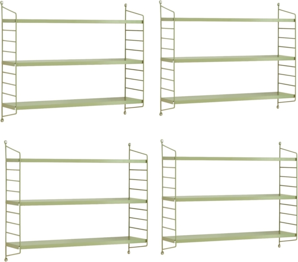 Modulares Wandregal Strängnäs 4er Set Olivgrün [en. casa]