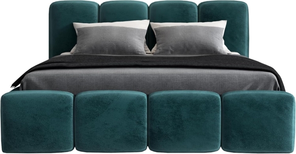 Polsterbett DONA 120x200 ohne Matratze mit Bettkasten und Lattenrost. Farbe: Minze 13