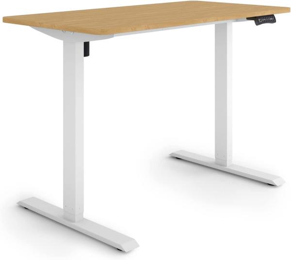 ESMART Germany ETX-121WBA 120x60cm Bambus Dekor Ergonomischer Steh-Sitz-Schreibtisch Stufenlos elektrisch höhenverstellbar 73,5-123,5cm 3x Memory Aktivitätserinnerung Soft-Start/Stopp Schnelle Montage