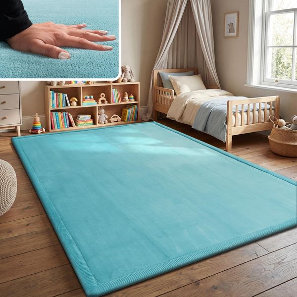 Paco Home Teppich Kinderzimmer Kinderteppich Baby Spielteppich Krabbeldecke Krabbelmatte Weich rutschfest Jungen Mädchen Deko, Grösse:200x280 cm, Farbe:Blau