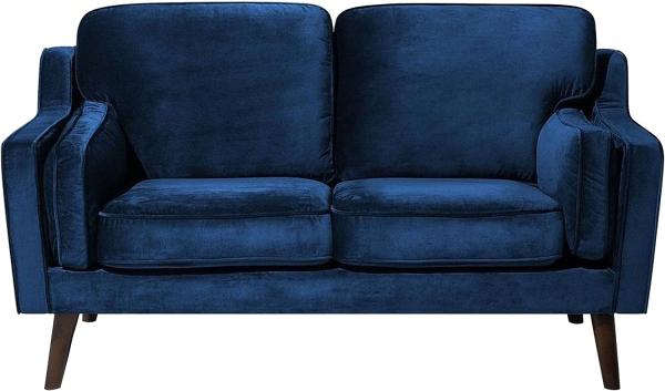 2-Sitzer Sofa Samtstoff dunkelblau LOKKA