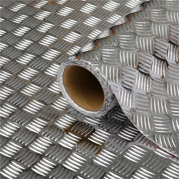 d-c-fix Möbel-Klebefolie Metallic Riffelblech Silber Hochglanz, 67,5 cm x 1,5 m – abwaschbare und selbstklebende Deko-Folie für Küche, Schrank, Tisch & Fensterbank – glänzend & langlebig