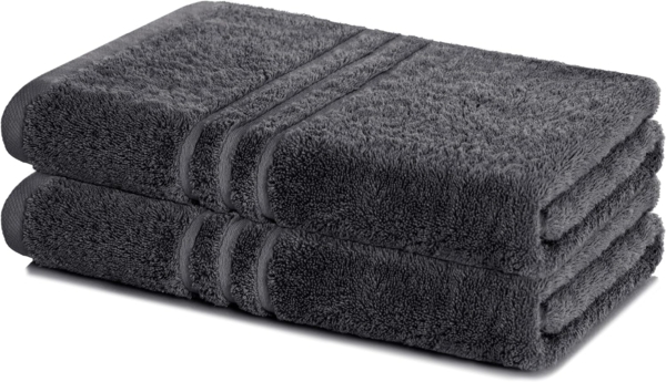 Lavea 2er Set Duschtuch 70x140 cm, Frottierserie Elena, Anthrazit