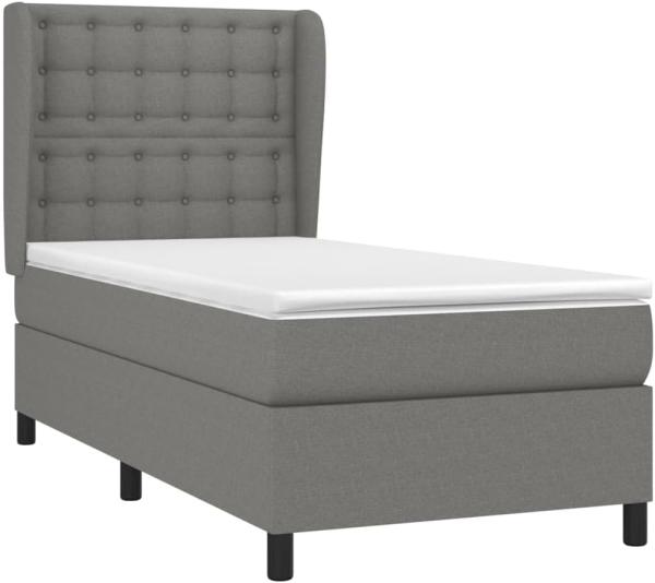 vidaXL Boxspringbett mit Matratze Dunkelgrau 90x190 cm Stoff 3128246