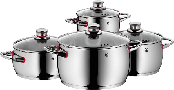 WMF Topf-Set Quality One, Cromargan® Edelstahl Rostfrei 18/10 (Set, 8-tlg, Bratentopf mit Deckel Ø 20 cm, Fleischtopf mit Deckel Ø 16/20/24 cm), Induktion