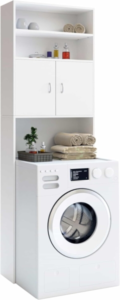 Casaria Waschmaschinenumbauschrank Neapel Waschmaschinenschrank mit Türen Überbauschrank Waschmaschine Bad Weiß