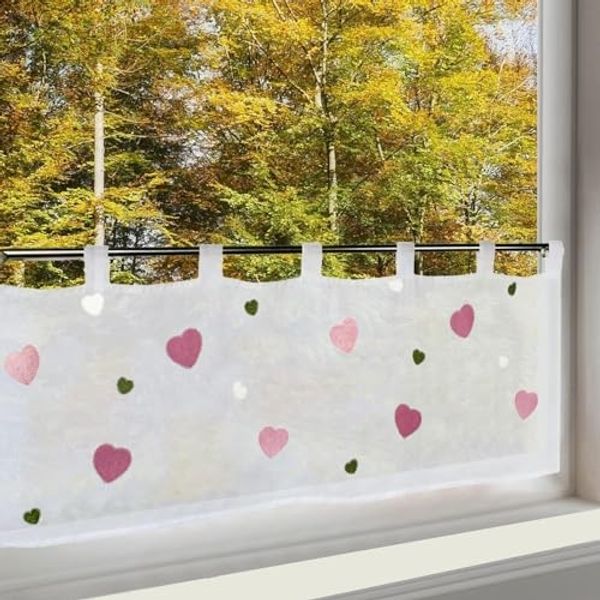Delindo Lifestyle Scheibengardine bunte Herzen, Kinderzimmer Bistrogardine (1 St), Schlaufen, halbtransparent, Store