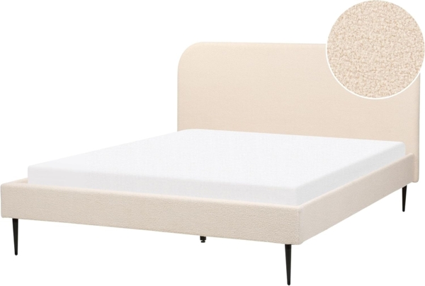 Bett mit Lattenrost FLAYAT 160 x 200 cm Bouclé Helles Beige