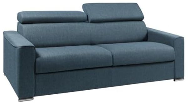 Schlafsofa 4-Sitzer Stoff VIZIR - Blau - Liegefläche: 160 cm - Matratzenhöhe: 14 cm