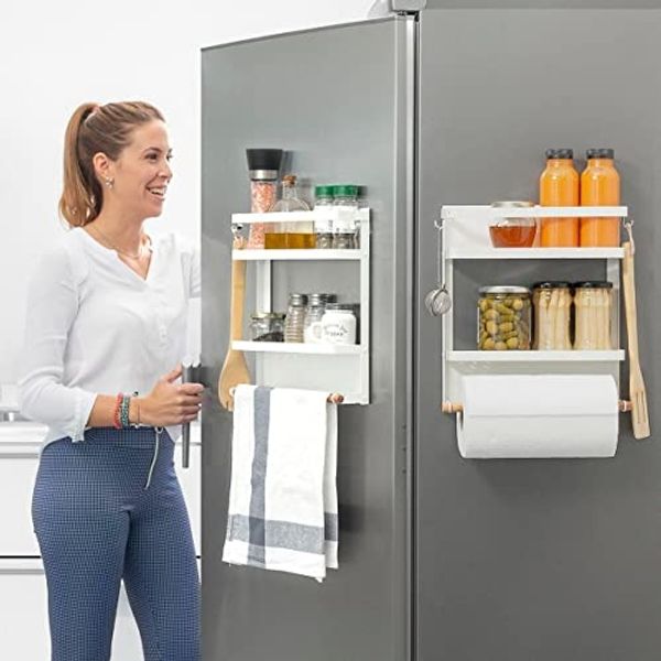 InnovaGoods - Magnetisches Organisationsregal MagoRac, Vielseitig und Kompakt, 2 Klappbare Ablagen, Eisen & Holz, Ideal für Metalloberflächen, Bunt, Standard, Plastik