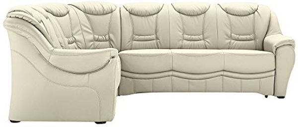Cavadore Ecksofa Bensil mit Federkern / Polsterecke mit Bettfunktion / 265 x 94 x 215 / Lederoptik Creme
