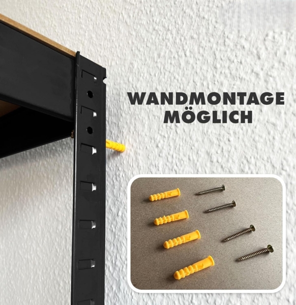 Floordirekt Schwerlastregal, 2er Set, schwarz 200 x 120 x 60 cm Steckregal, Kellerregal, Lagerregal, Werkstattregal, Werkbank - 5 verstellbare Böden (Lakota) Bild 5