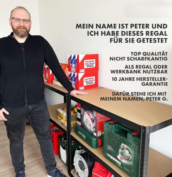 Floordirekt Schwerlastregal, 2er Set, schwarz 200 x 120 x 60 cm Steckregal, Kellerregal, Lagerregal, Werkstattregal, Werkbank - 5 verstellbare Böden (Lakota) Bild 7