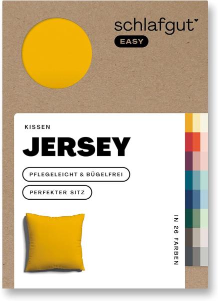 Schlafgut Kissenbezug EASY Jersey|Kissenbezug einzeln 80x80 cm| yellow-deep