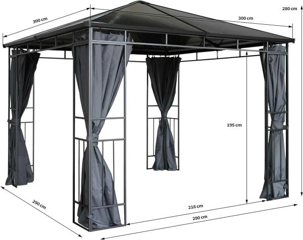 Grasekamp Hardtop Pavillon Limone 3x3 m inkl. Seitenteile Doppelstegplatten Hohlkammer Polycarbonat Bild 2