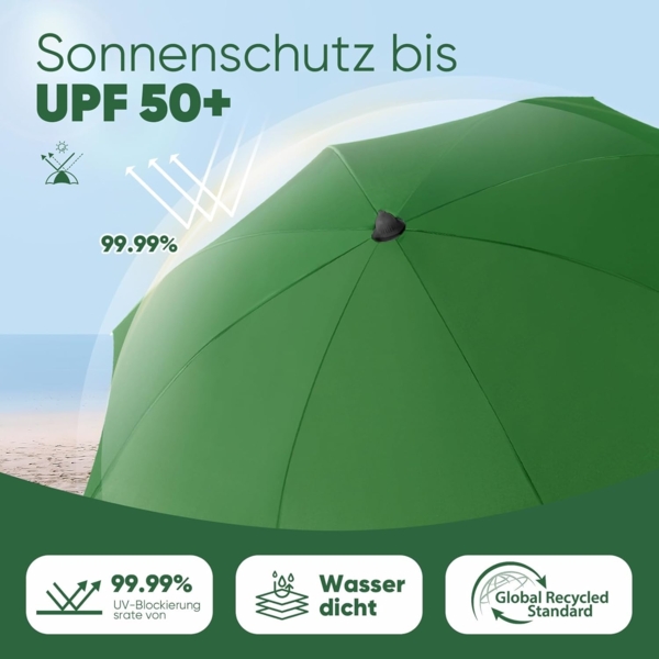 Sekey Sonnenschirm Ø180 cm Balkonschirm Terrassenschirm mit Schutzhülle und Bodenhülse, LxB: 180,00x180,00 cm, UV-Schutz 50+, höhenverstellbar, beidseitig um 30° knickbar Bild 3