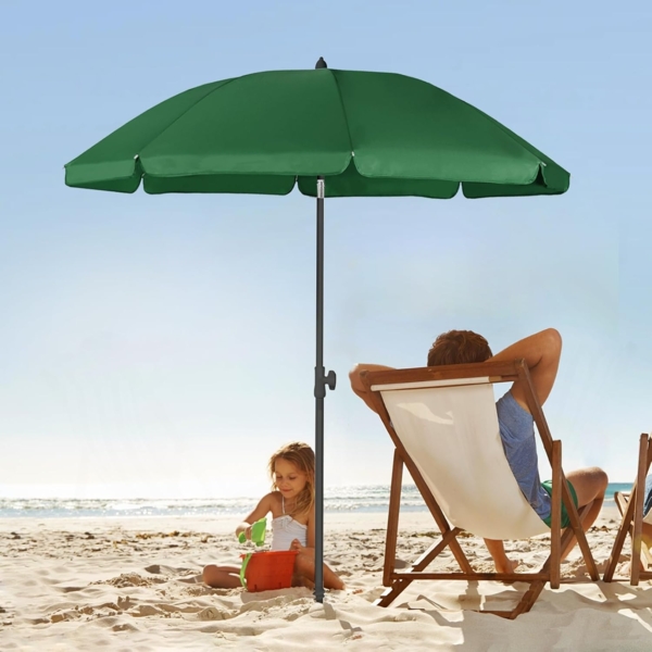 Sekey Sonnenschirm Ø180 cm Balkonschirm Terrassenschirm mit Schutzhülle und Bodenhülse, LxB: 180,00x180,00 cm, UV-Schutz 50+, höhenverstellbar, beidseitig um 30° knickbar Bild 5