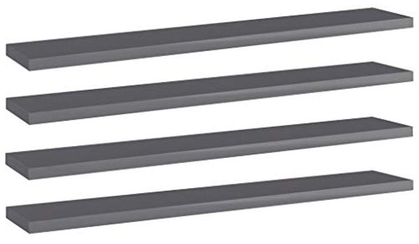 vidaXL Bücherregal-Bretter 4 Stk. Hochglanz-Grau 60x10x1,5 cm 805216