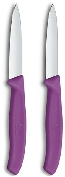 Victorinox Swiss Classic, Schäl- und Gemüsemesser Set, 2teilig, Extra Scharfe Klinge, Gerader Schliff für Präzise Schnitte, 8 cm, Rostfreier Stahl, Violett