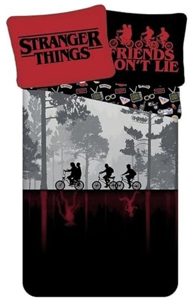 Jerry Fabrics Bettwäsche Stranger Things Bettwäsche 140x200 cm Baumwolle Schwarz